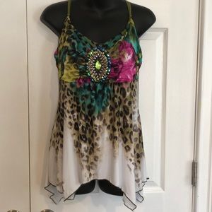 Venus Embellished Print Top Size Medium. (W7)